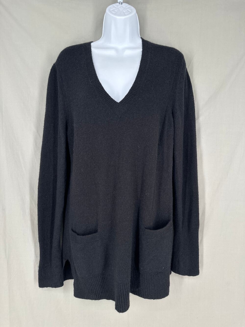 J Crew Sweater Women Small Black Merino Wool Alpaca Tunic Long Soft Cozy Capsule